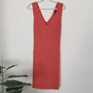 Banana Republic peach orange cross back summer dress, mini dress, wedding guest.